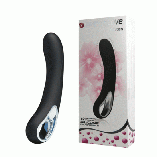Vibrador Recarregável Ponto G em Soft Touch com 12 Vibrações Pretty Love Alston Preto 20 x 3,5 cm
