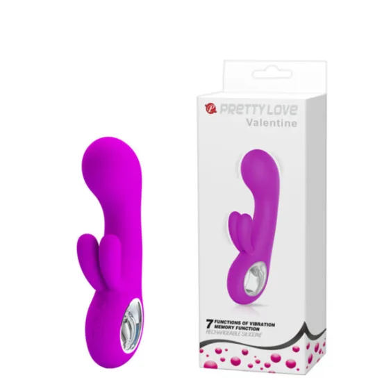 Vibrador recarregável com estimulador clitoriano duplo – PRETTY LOVE VALENTINE
