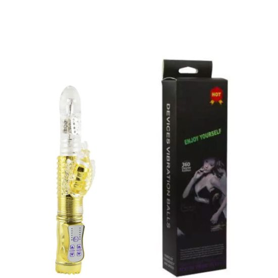 Vibrador Vai e Vem Recarregável com Estimulador Borboleta com 36 Vibrações Dourado Devices Vibration Balls 23 x 3,5 cm