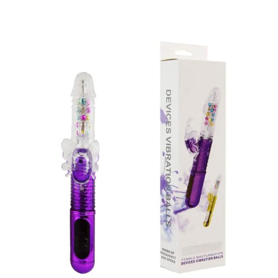Vibrador Giratório Recarregável com Estimulador de Clitóris Borboleta Devices Vibration Balls Roxo 3R Import 25 x 3,5
