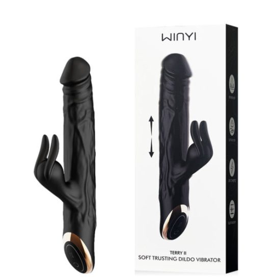Vibrador Recarregável Vai e Vem com Estimulador Clitoriano Vibratório Formato Coelho