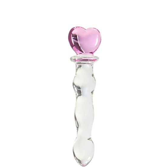 Penetrador em Vidro com Corpo Escalonado com Base em Formato de Coração 3R Import 20,8 x 3,4 cm