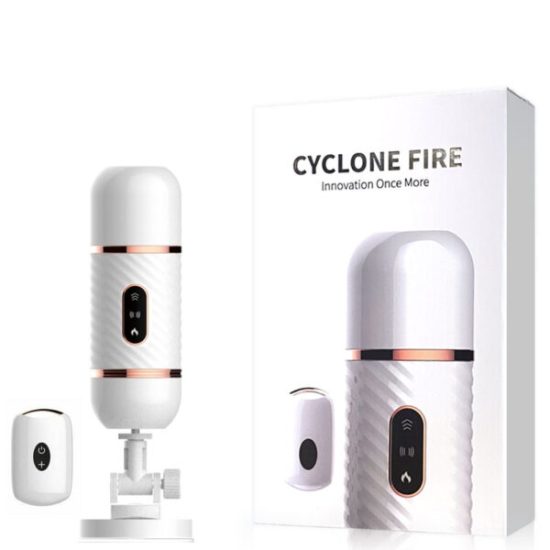 Mini Máquina do Sexo Recarregável com Prótese Realística de 7 Modos de Vibração, Aquecimento, Controle Remoto e Movimentos de Vai e Vem Cyclone Fire Dibe 18 x 6.5 cm.