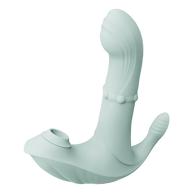 Vibrador Ponto G com Dedilhar, Pulsação e Sobe e Desce de Anel na Cor Verde Água– Prazer Total