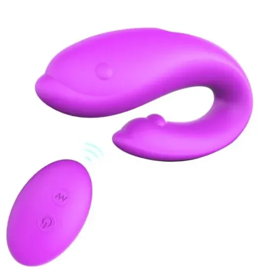 Vibrador de casal golfinho recarregável com controle roxo - Winter-RTC - S-Hande
