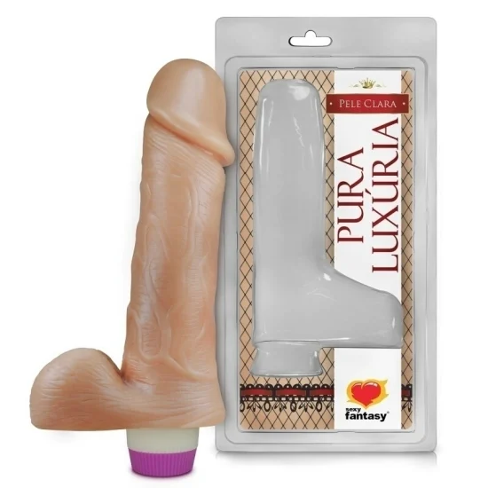 Pênis Realístico com Escroto e Vibro Sexy Fantasy 18 x 4,4 cm