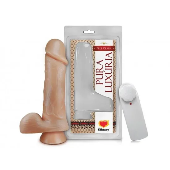 Pênis com Escroto, Vibro e Ventosa Sexy Fantasy - 18cm X 4,4cm