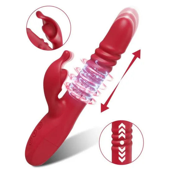 Vibrador com Estimulador de Clitóris e movimento sobe e desce - Recarga USB