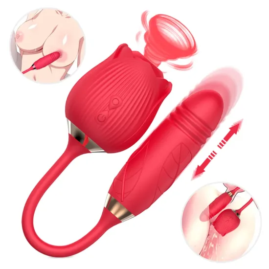 Vibrador de Ponto G e Clitóris com Vai e vem - Formato de Rosa - Hortênsia - SI