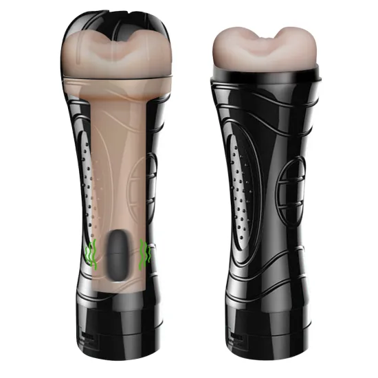 Masturbador em Formato de Lanterna Simulando Penetração Anal em Cyberskin com Vibro Multivelocidade 25 x 8,6 cm