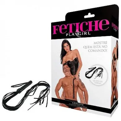 Chicote com 9 Tiras Longo Preto Fetiche Playgirl
