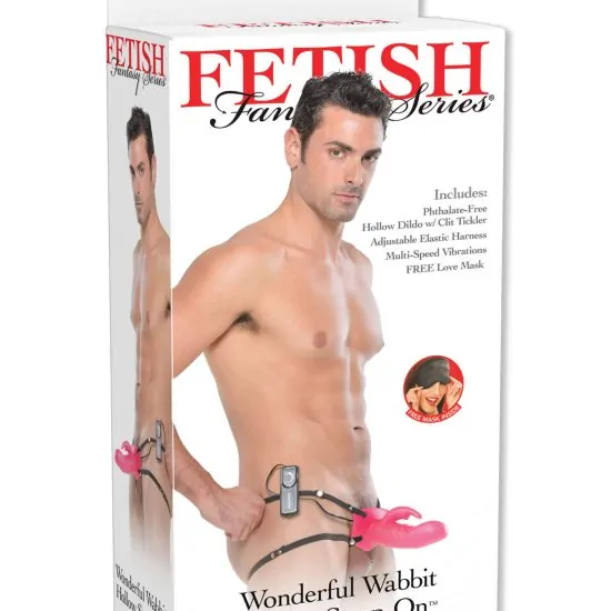Capa Peniana com Vibro e Estimulador de Clitóris Wonderful Wabbit Hollow Strap-On Fetish Fantasy Series Pipedream 18 x 4 cm