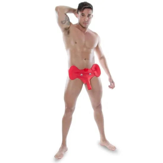 Cueca Vermelha com Orelhas, Olhos e Tromba de Elefante Sapeka Lingerie