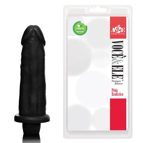 Pênis Realístico 8L Com Vibro – 17x5cm Na Cor Preto Adão E Eva
