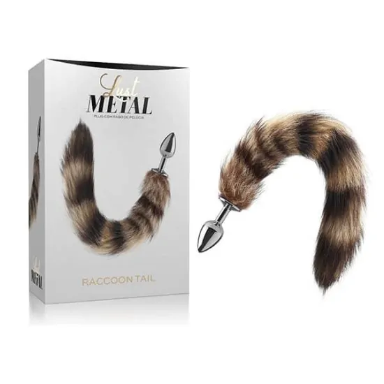 Plug Anal Prata com Rabo de Pelúcia Lust Metal Racoon Tail