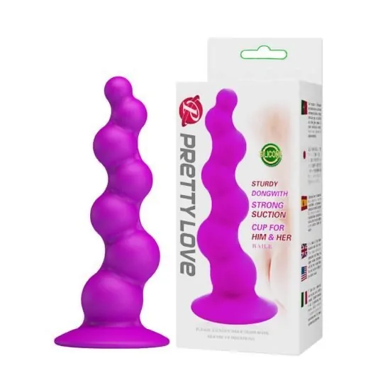 Plug Anal Escalonado em Soft Touch com Ventosa Pretty Love 14 cm