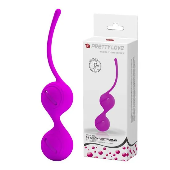 Bolas BenWa em Soft Touch com Mini Esfera Interna Pretty Love Kegel Ball I Roxo 16 x 3,4 cm