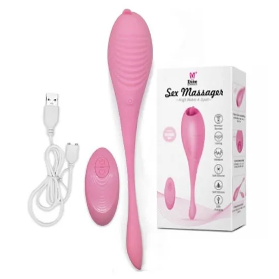 Massageador Recarregável em Soft Touch com Ponta de Língua e Controle Remoto Sex Massager Alisa Dibe 22 x 3,7 cm