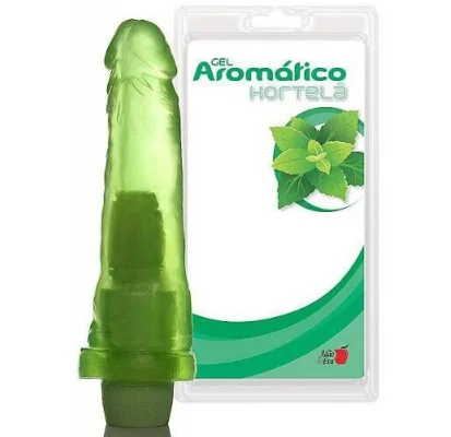Pênis em Gel Aroma Hortelã com Vibro Multivelocidade Adão e Eva 16 x 4 cm