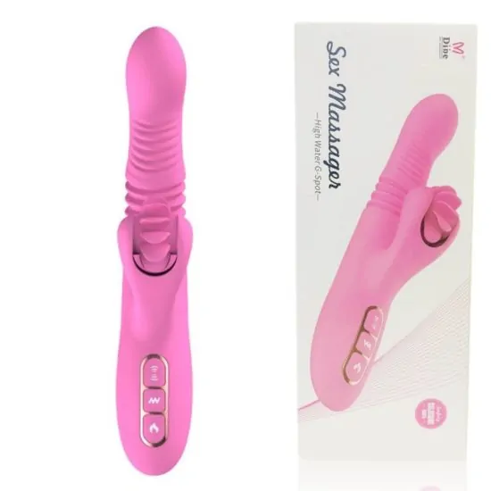 Vibrador Recarregável Rotativo em Soft Touch com Aquecimento e Simulação de Oral Sex Massager Vella Dibe 24 x 3,4 cm