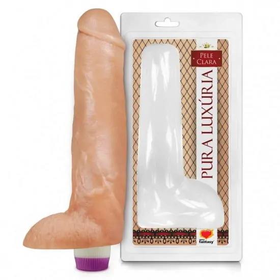 Pênis Realístico com Escroto e Vibro Pura Luxúria Sexy Fantasy 27 x 5,5 cm