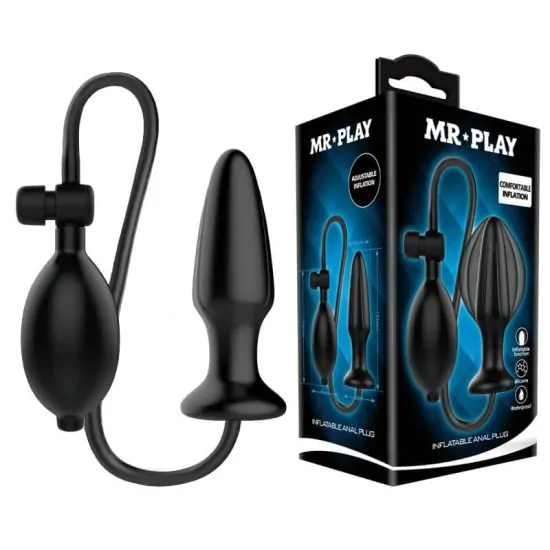 Plug Anal Inflável de Silicone com Bomba Manual Mr Play Pretty Love 13 x 3,8 cm