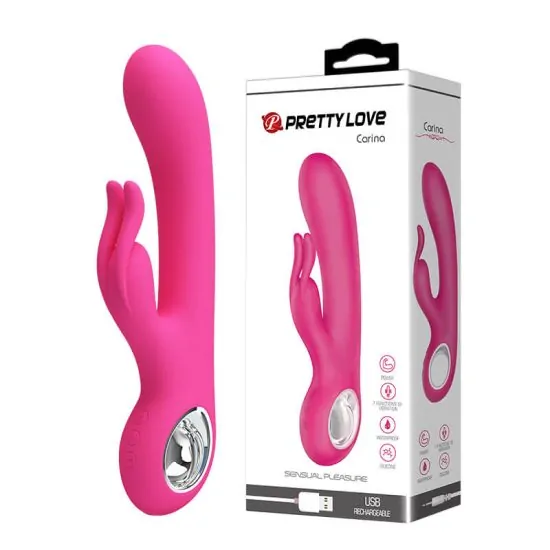 Vibrador Recarregável em Soft Touch com Estimulador de Clitóris em Pretty Love Carina 19 x 3,3 cm