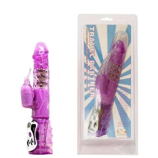 Vibrador Rotativo Multivelocidade com Estimulador Clitoriano Elefante Travel Partner 26,5 x 4cm