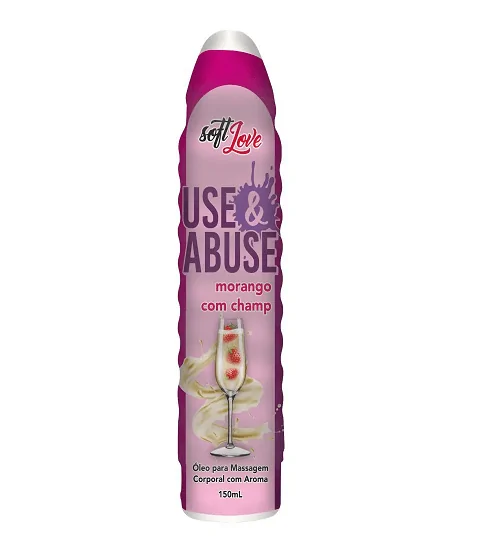 Óleo para Massagem Corporal Quente com Aroma Use & Abuse Morango com Champ Soft Love 150ml