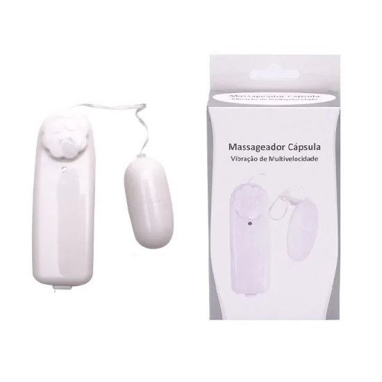 Massageador Cápsula com Fio e Vibração Multivelocidade Branco 2,5 x 5,5 cm