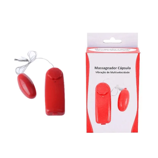 Massageador Cápsula com Fio e Vibração Multivelocidade Vermelho 2,5 x 5,5 cm