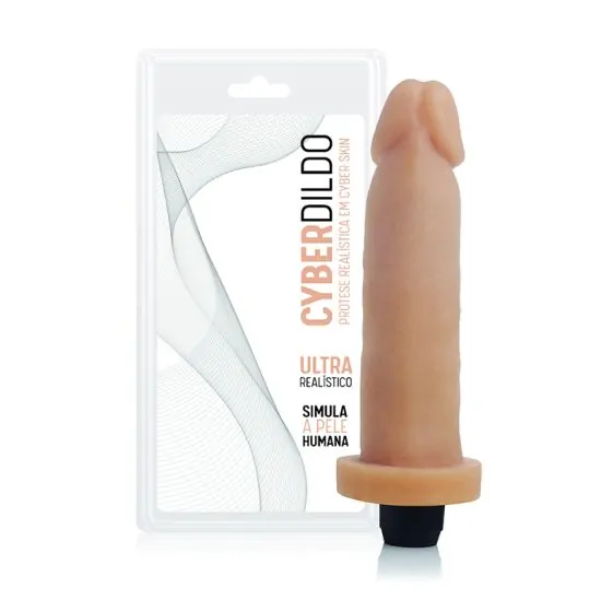 Pênis Realístico 8 em Cyber Skin com Vibro Multivelocidade Adão e Eva 16 x 4 cm