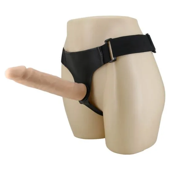 Prótese Realística em Cyberskin Bege Articulável com Cinta Ajustável Ultra Passionate Harness Sensual Confort Strap On 21,5 x 4,5 cm