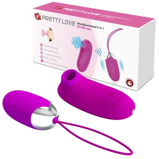 Kit Bullet e Sugador Recarregável Pretty Love Orthus com Controle Remoto