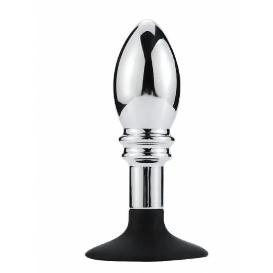 Plug Anal Cônico em Aço com Ventosa em Silicone 12 x 3,5 cm