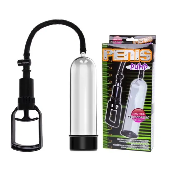 Bomba Peniana Manual com Sistema de Alavanca, Mangueira Flexível e 3 Anéis de Diferentes Formatos Penis Pump Baile 19 x 5,5 cm