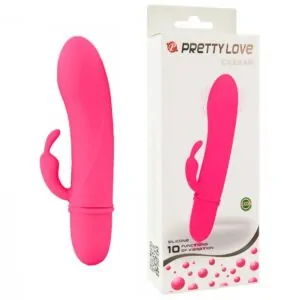 Mini Vibrador com Mini Massageador de Clitóris em Soft Touch com 10 Vibrações na Cor Rosa Pretty Love Caesar 11,7 x 2,6 cm