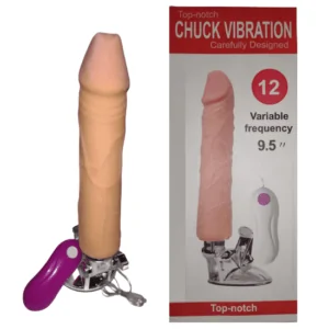 Pênis Realístico em Cyber Skin com Vibração por Fio, Ventosa com Controle de Angulação Chuck Vibration 20 x 4 cm