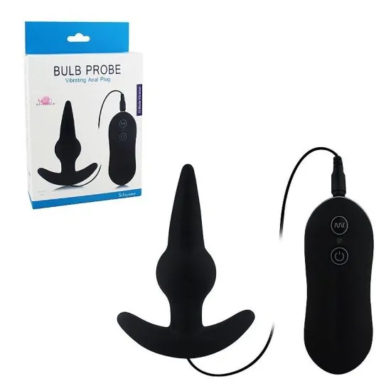 Plug Anal com Vibrador Bulb Probe em Silicone Cirúrgico Preto - Aphrodisia.