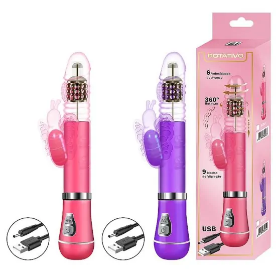 Borboleta com Vai e vem - 9 Modos de Vibração - Recarregável - Cor Rosa SI