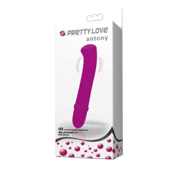 Mini Vibrador com Ponta Achatada em Soft Touch com 10 Vibrações na Cor Roxo Pretty Love Antony 11,7 x 2,3 cm