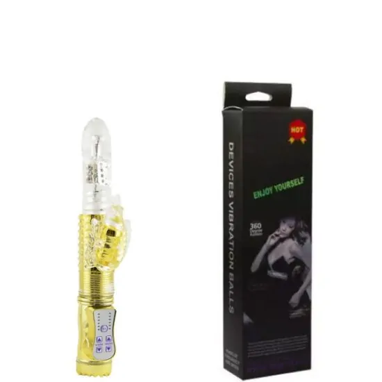 Vibrador Vai e Vem Recarregável com Estimulador Borboleta com 36 Vibrações Dourado Devices Vibration Balls 23 x 3,5 cm
