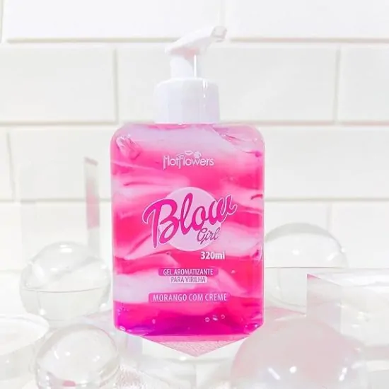 Gel Aromatizante Sabor Morango com Creme Blow Girl 320ml Hot Flowers