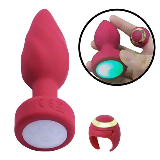 Plug anal com touch / controle remoto em formato de anel -pink SI