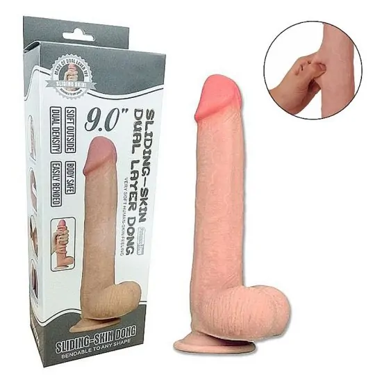 Pênis Realístico com Dupla Camada 9.0" – Prazer Extra e Sensação Ultrareal