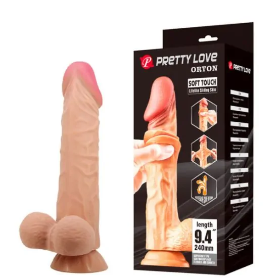 Pênis Realístico 24 cm, com Camada de Dupla Densidade, Possui Glande, Escroto, Veias Salientes e Ventosa – SLIDING SKIN ORTON